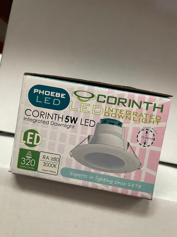 Phoebe LED Corinth Integrated Down Light 5W 320LM 3000K Warm White Light Bulb