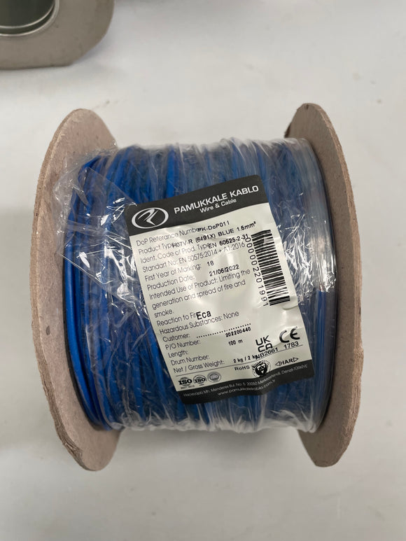 Single Core Cable Blue 1.5mm (100m Roll)
