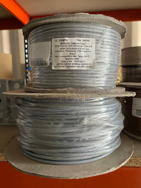 Tri-rated Grey 6mm Cable (100m Roll)
