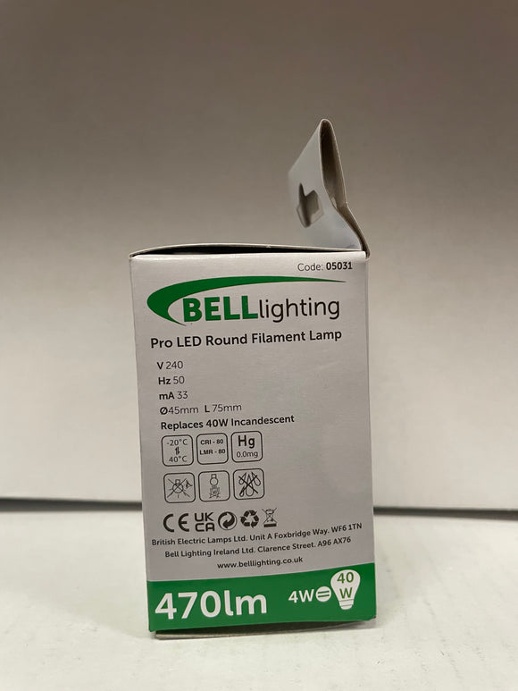 Bell Lighting Pro LED Round Filament Lamp 470 4W Warm