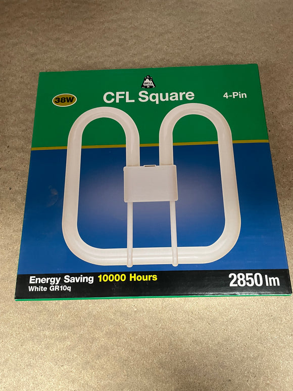 CFL Square Bell 38W Energy Saving Bulb 4 Pin 2850lm GR10q [Pack of 2]