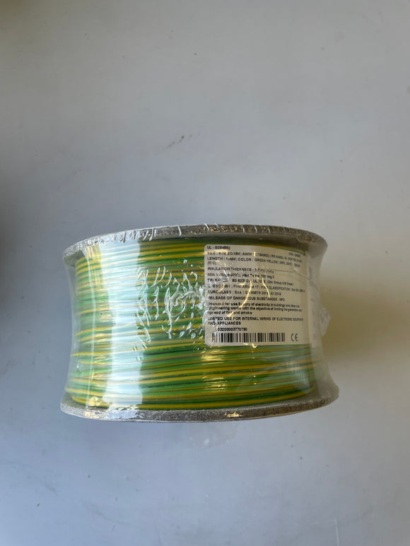 Tri-rated Earth Green/Yellow Cable 0.75mm (100m roll)