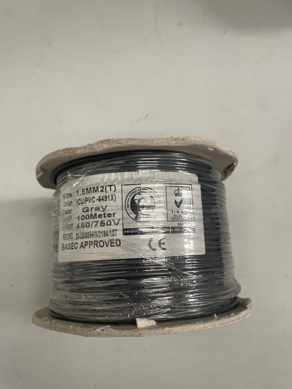 Single Core Gray Conduit Cable 1.5mm (100m roll)