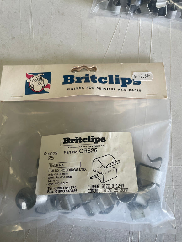Britclip Cable Clips CR825 / Flange Size 8-12mm Conduit Size 25-30mm (x1) 25 per pack