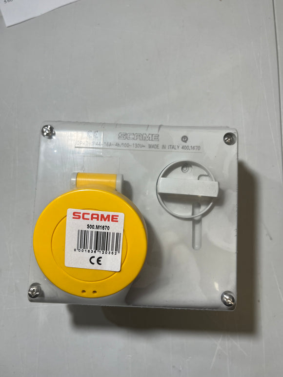 Scame Switched Interlock Socket 3P 16A 110V IP44